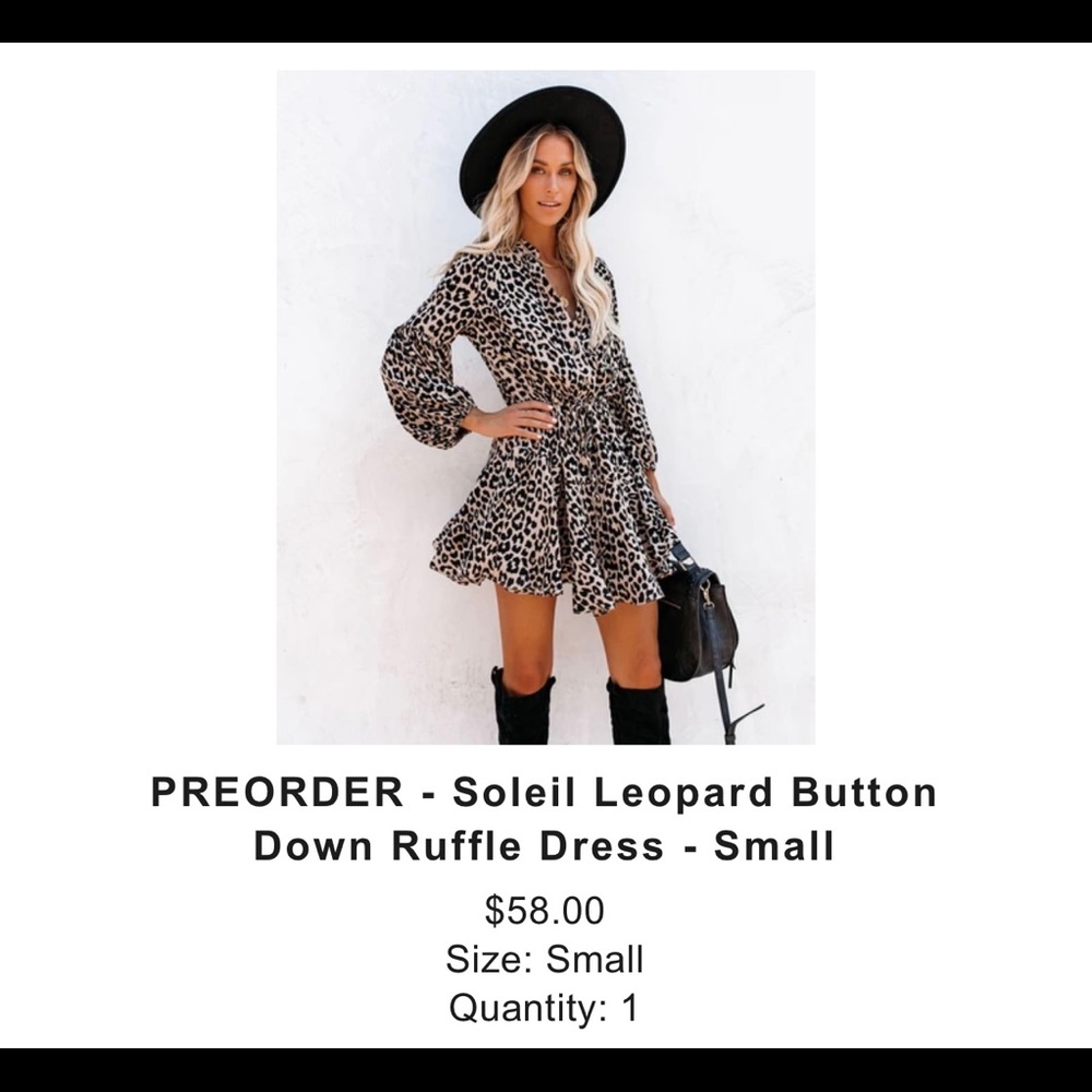 VICI Leopard Print Button Down Drawstring Dress, Size Small.. Never worn!!